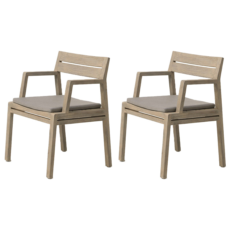 Modern Patio Dining Side Chair Natural Solid Wood Removable Cushion Teak