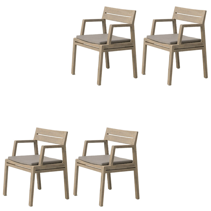 Modern Patio Dining Side Chair Natural Solid Wood Removable Cushion Teak