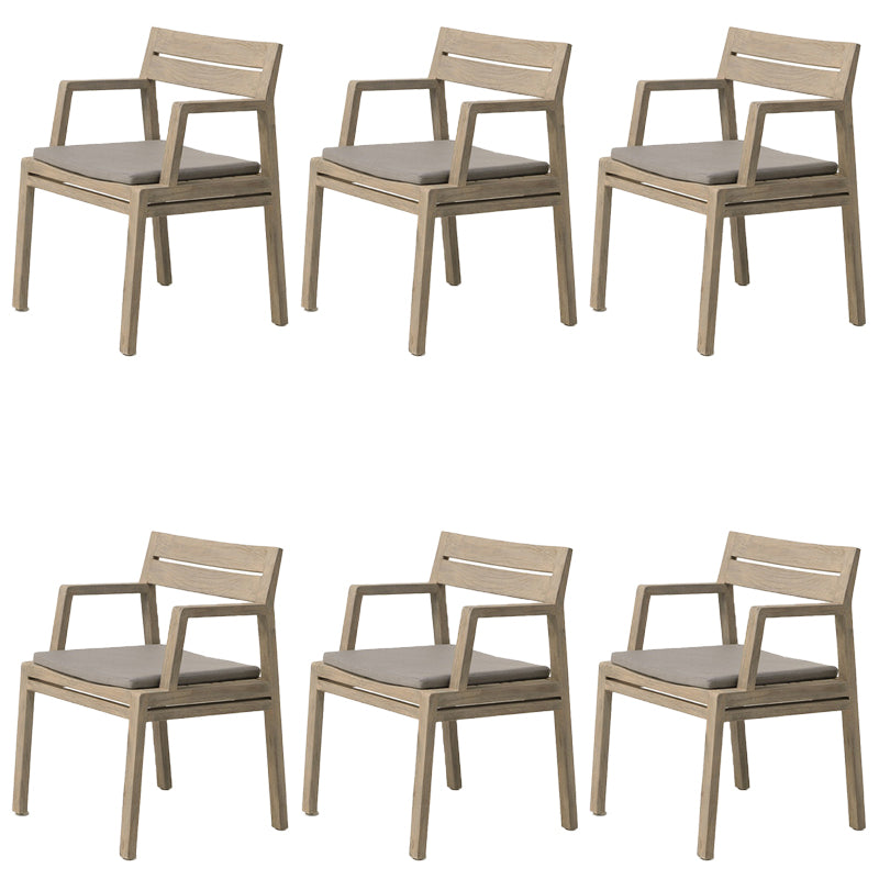 Modern Patio Dining Side Chair Natural Solid Wood Removable Cushion Teak