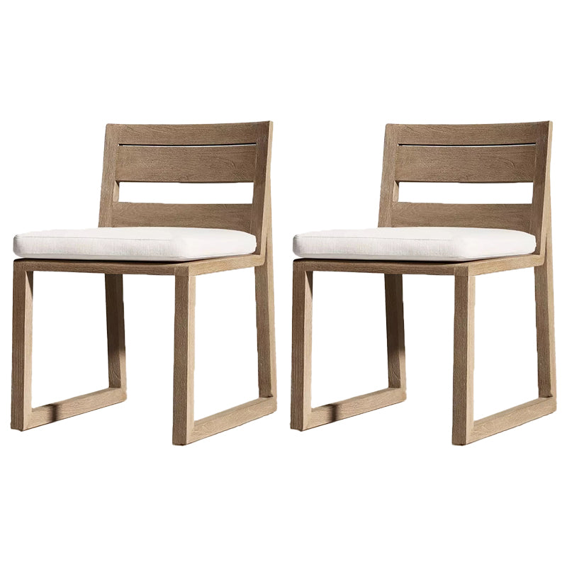 Modern Patio Dining Side Chair Natural Solid Wood Removable Cushion Teak