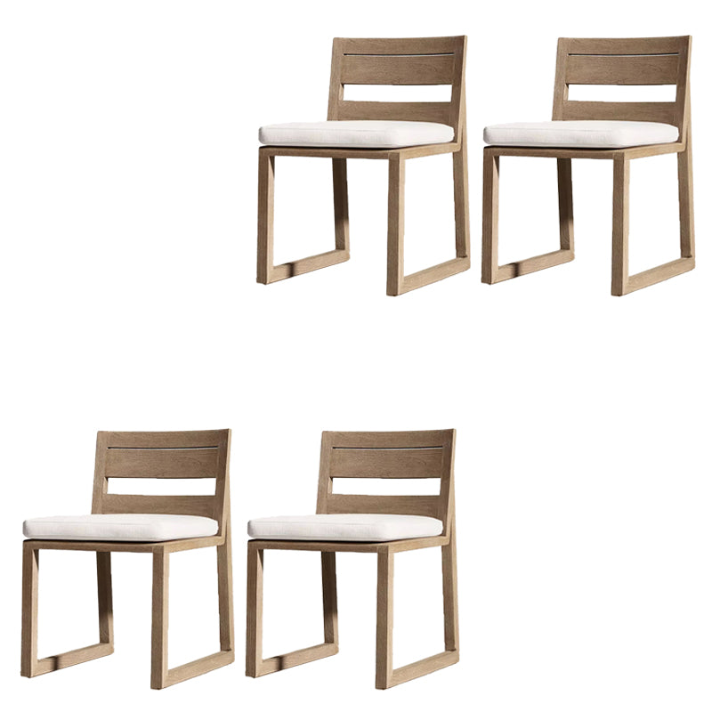 Modern Patio Dining Side Chair Natural Solid Wood Removable Cushion Teak