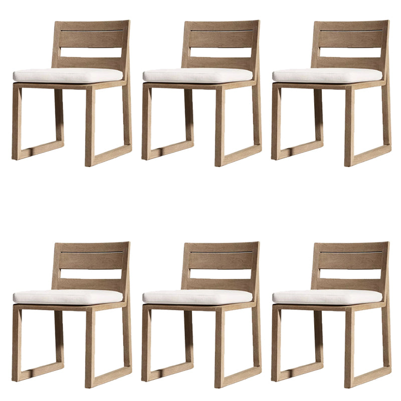 Modern Patio Dining Side Chair Natural Solid Wood Removable Cushion Teak