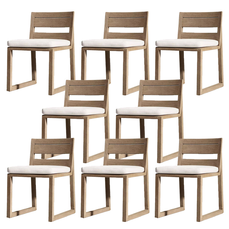 Modern Patio Dining Side Chair Natural Solid Wood Removable Cushion Teak