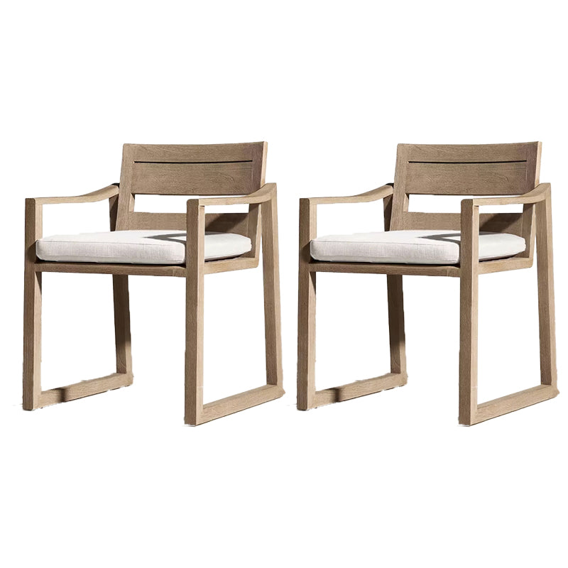 Modern Patio Dining Side Chair Natural Solid Wood Removable Cushion Teak