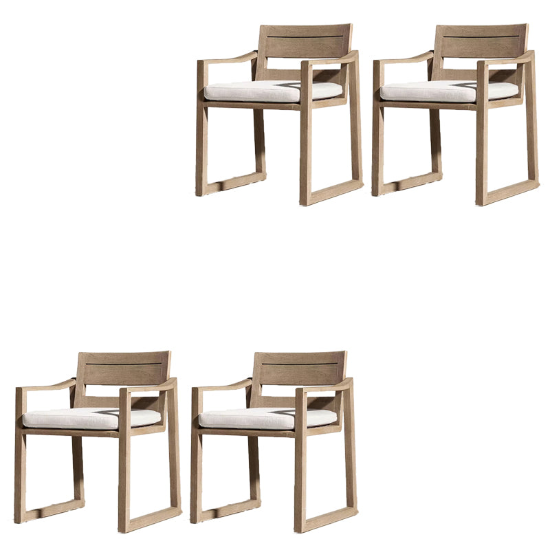 Modern Patio Dining Side Chair Natural Solid Wood Removable Cushion Teak