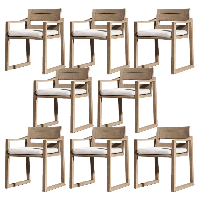 Modern Patio Dining Side Chair Natural Solid Wood Removable Cushion Teak