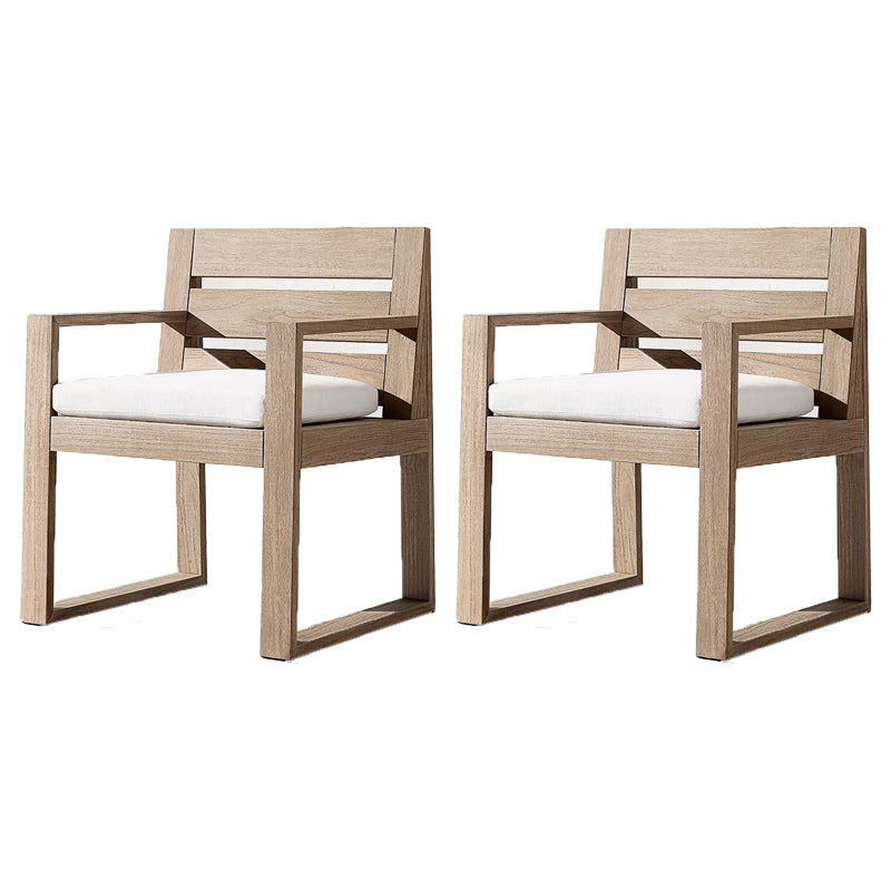 Modern Patio Dining Side Chair Natural Solid Wood Removable Cushion Teak