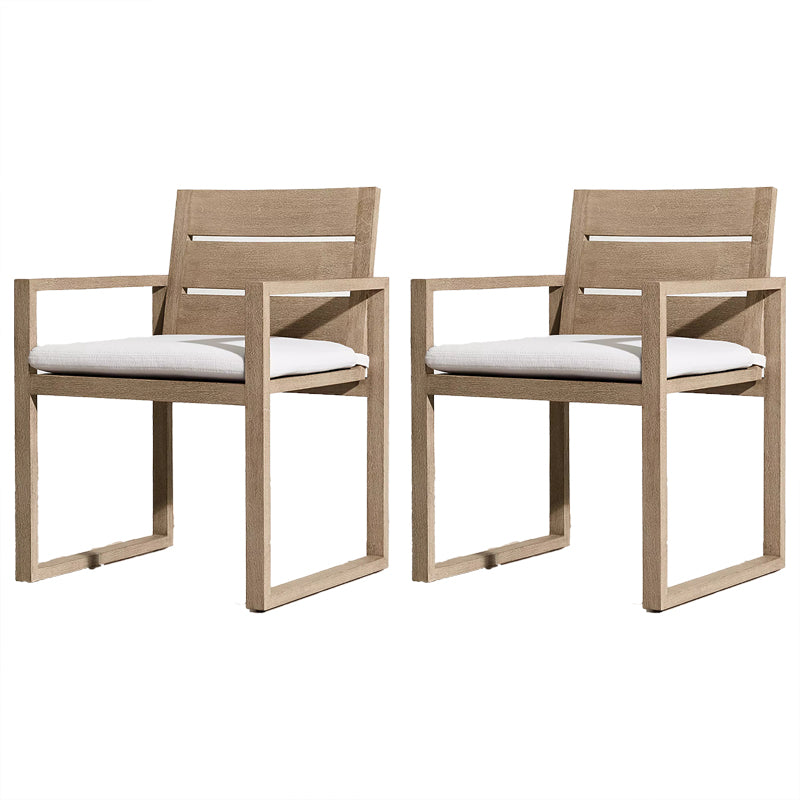 Modern Patio Dining Side Chair Natural Solid Wood Removable Cushion Teak