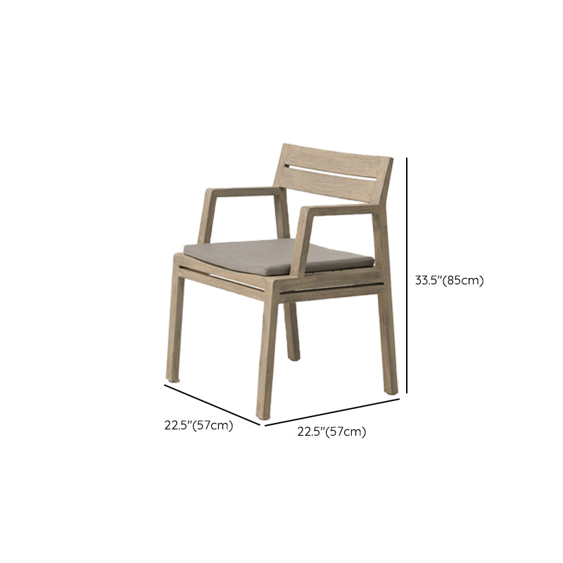 Modern Patio Dining Side Chair Natural Solid Wood Removable Cushion Teak