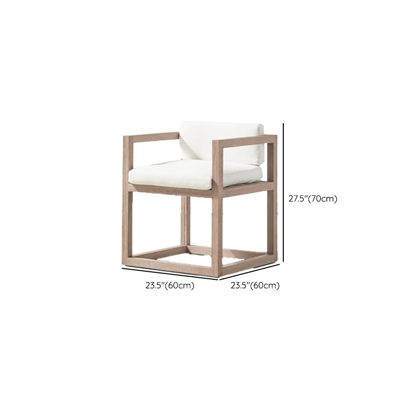 Modern Patio Dining Side Chair Natural Solid Wood Removable Cushion Teak