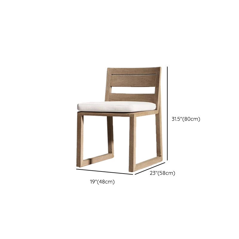 Modern Patio Dining Side Chair Natural Solid Wood Removable Cushion Teak