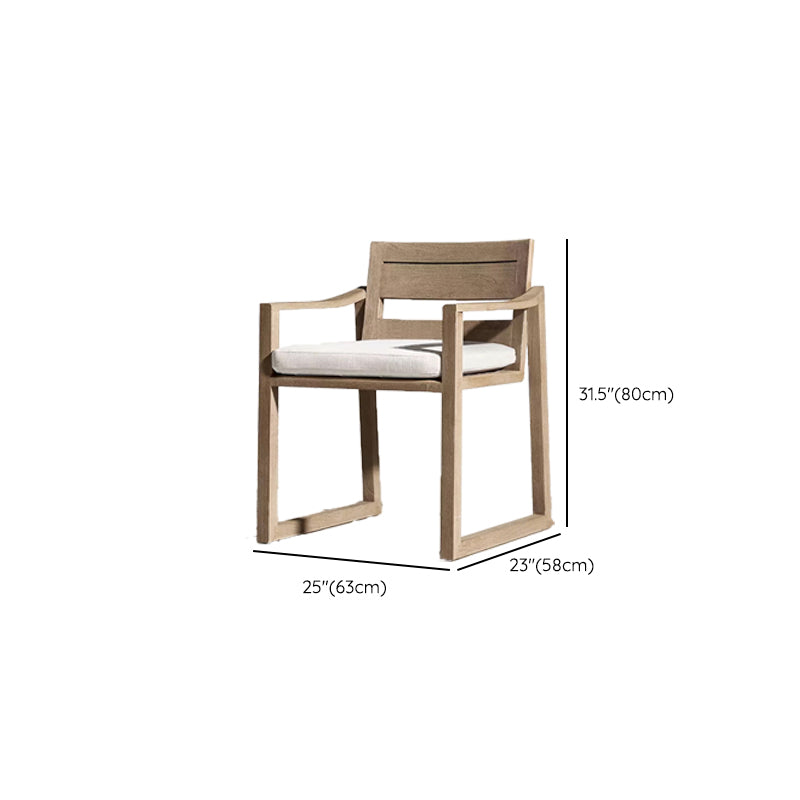 Modern Patio Dining Side Chair Natural Solid Wood Removable Cushion Teak