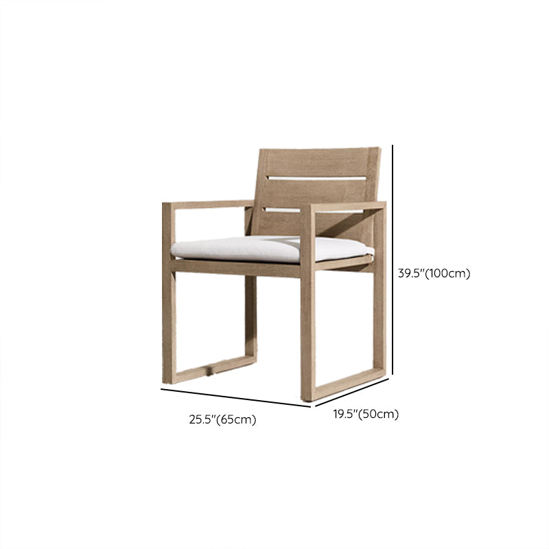 Modern Patio Dining Side Chair Natural Solid Wood Removable Cushion Teak