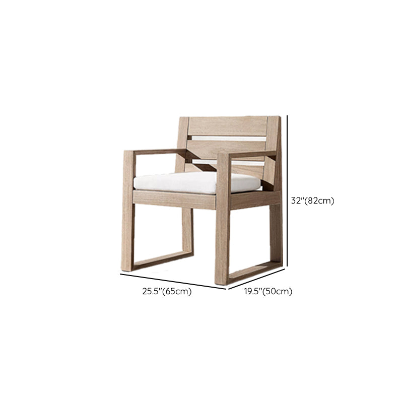 Modern Patio Dining Side Chair Natural Solid Wood Removable Cushion Teak