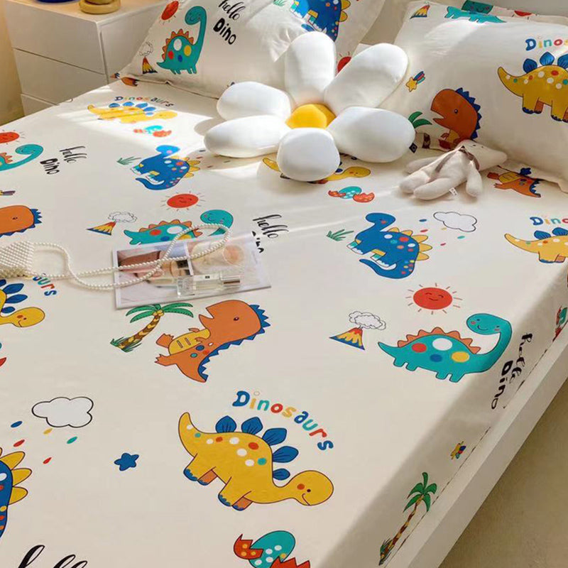 Modern Bed Sheet Set Cartoon Print Cotton Fitted Sheet for Bedroom