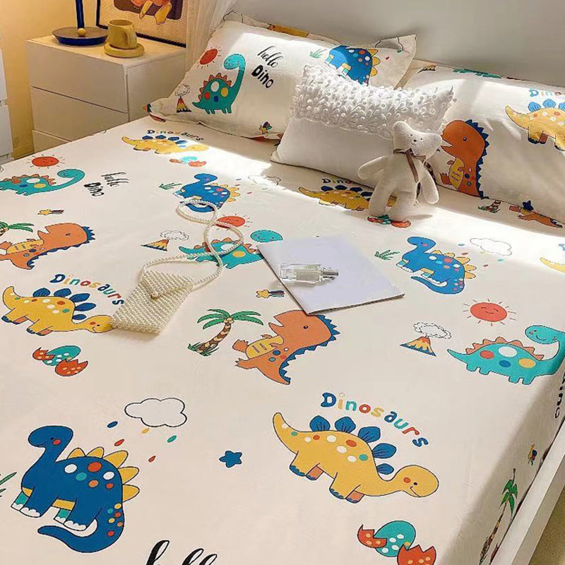 Modern Bed Sheet Set Cartoon Print Cotton Fitted Sheet for Bedroom