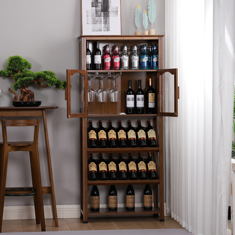 Modern Floor Wine Bottle Rack Solid Wood Wine Bottle Rack with Wine Storage