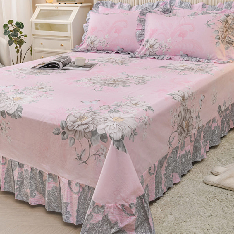 Sheets Cotton Floral Printed Ultra Soft Wrinkle Resistant Breathable Bed Sheet Set