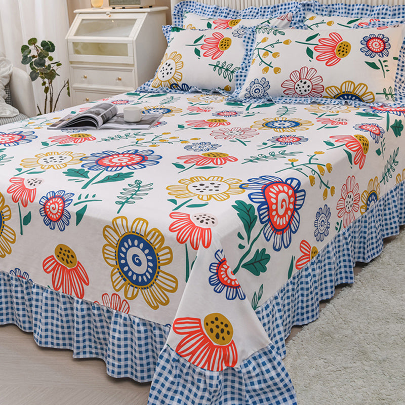 Sheets Cotton Floral Printed Ultra Soft Wrinkle Resistant Breathable Bed Sheet Set