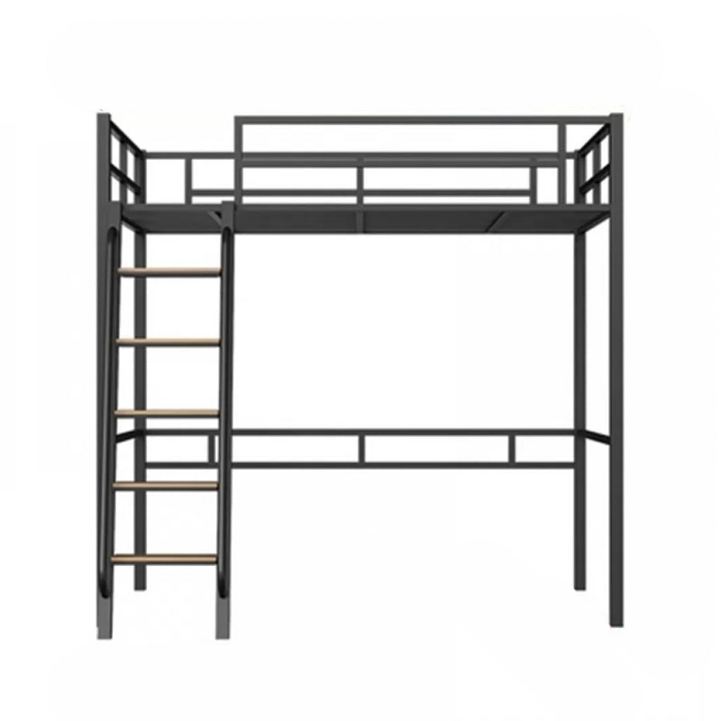 Modern Loft Bunk Bed Open Frame Metal Standard Bed with Wood Accent