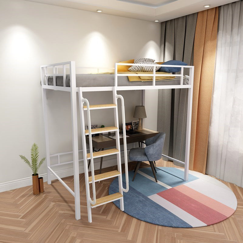 Modern Loft Bunk Bed Open Frame Metal Standard Bed with Wood Accent