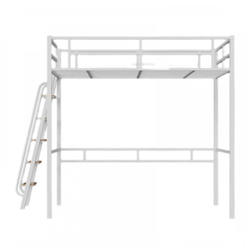 Modern Loft Bunk Bed Open Frame Metal Standard Bed with Wood Accent