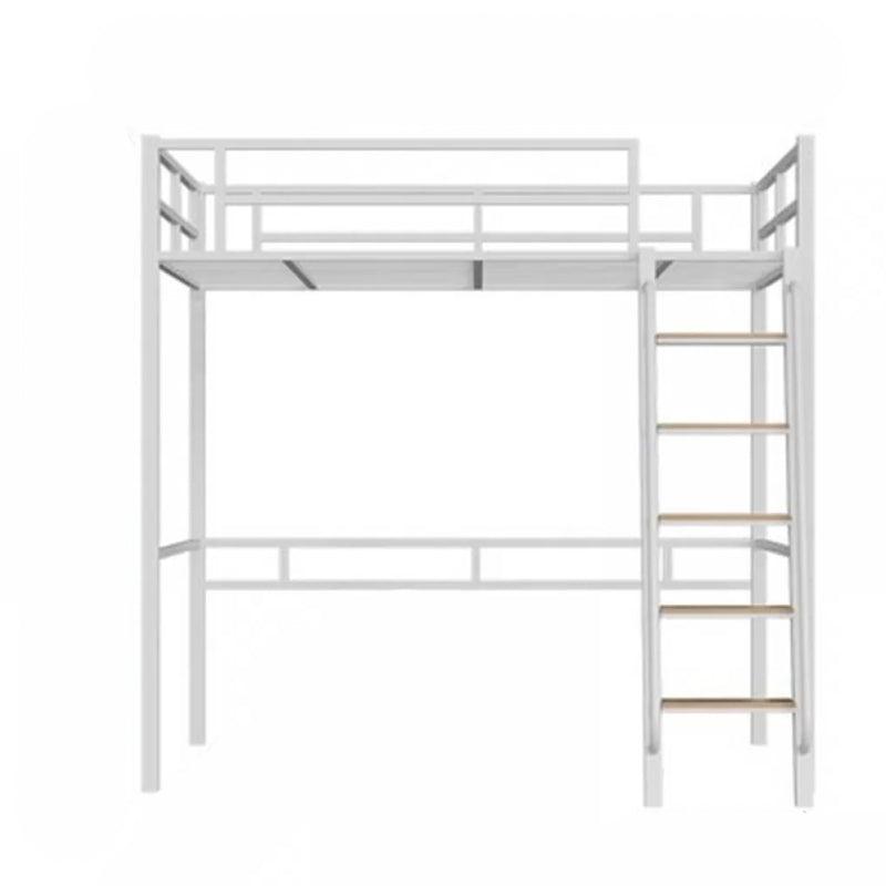 Modern Loft Bunk Bed Open Frame Metal Standard Bed with Wood Accent