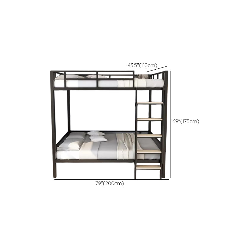 Modern Loft Bunk Bed Open Frame Metal Standard Bed with Wood Accent