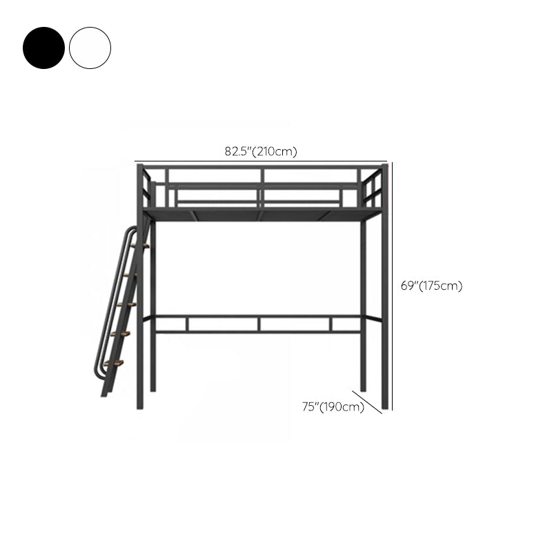 Modern Loft Bunk Bed Open Frame Metal Standard Bed with Wood Accent