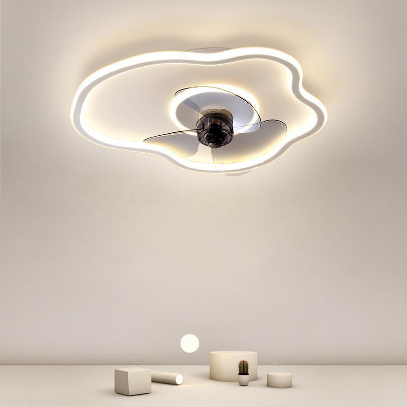 2-Light Modernism White Ceiling Fan Lamp Unique Acrylic Ceiling Fan Light