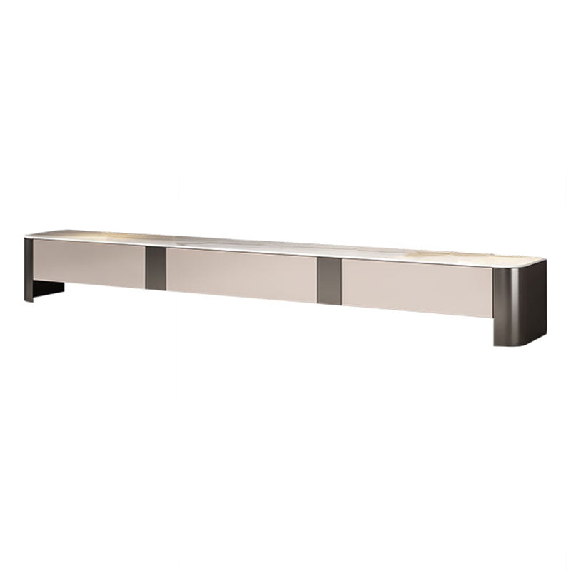 Glam TV Console Stone Enclosed Storage Media Console with Drawers for Home