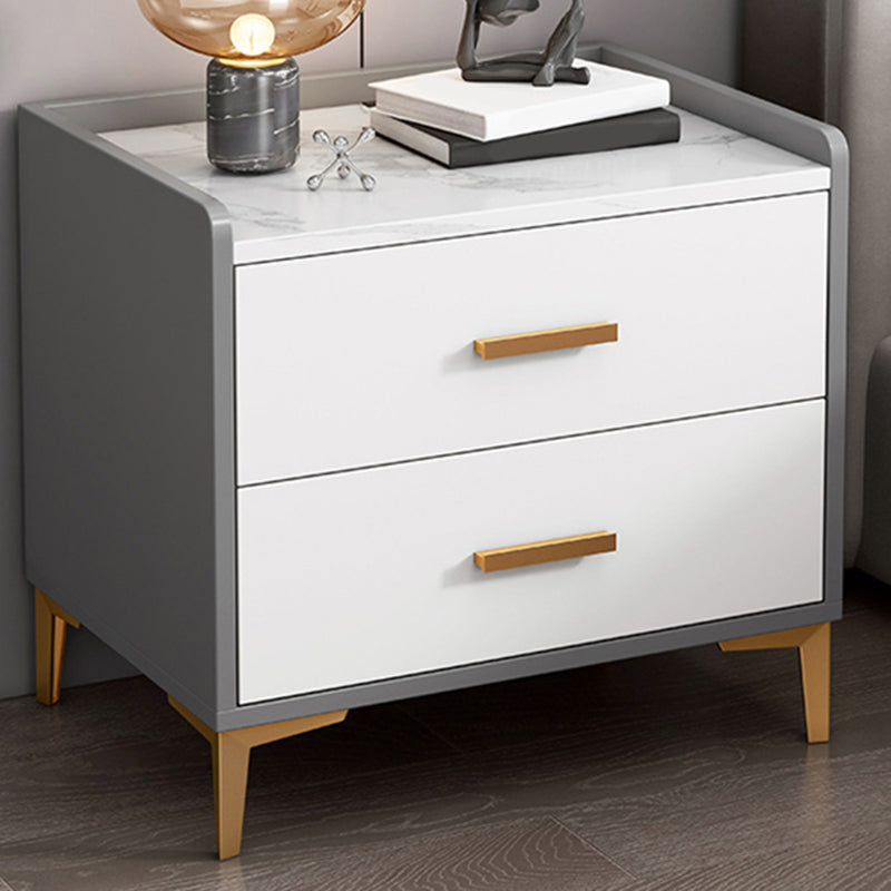 Contemporary Night Table Wooden Bedside Cabinet with 2 Drawers