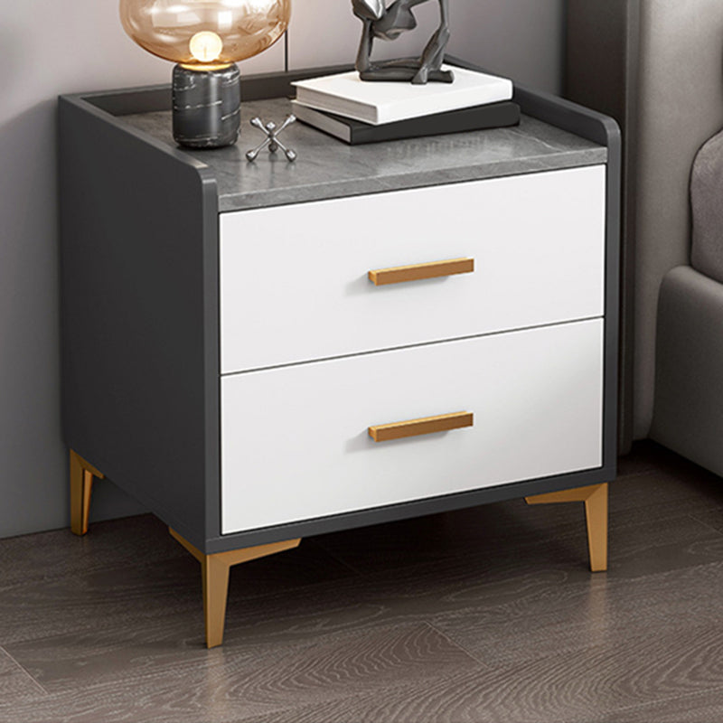 Contemporary Night Table Wooden Bedside Cabinet with 2 Drawers