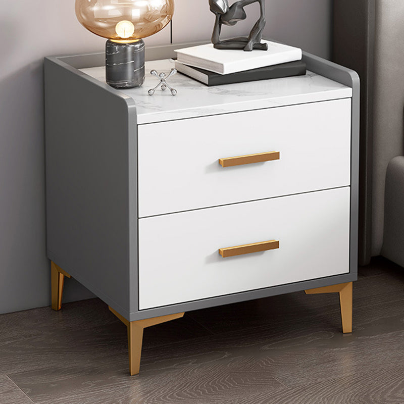 Contemporary Night Table Wooden Bedside Cabinet with 2 Drawers