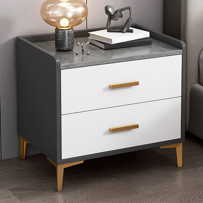 Contemporary Night Table Wooden Bedside Cabinet with 2 Drawers