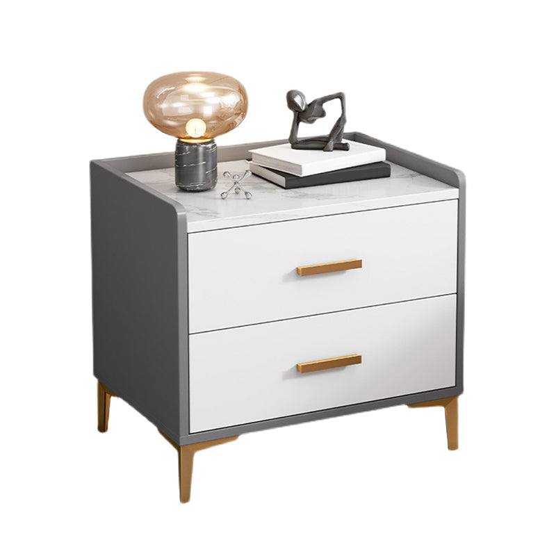 Contemporary Night Table Wooden Bedside Cabinet with 2 Drawers