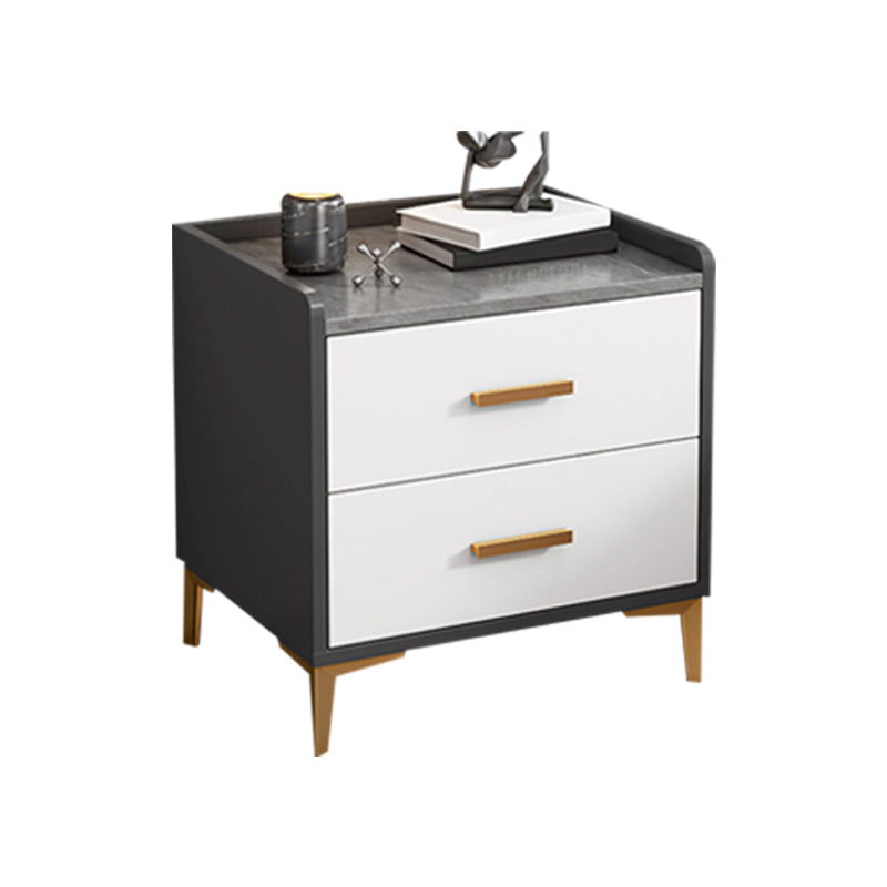 Contemporary Night Table Wooden Bedside Cabinet with 2 Drawers