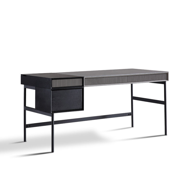 Industrial Style Stone Writing Desk Rectangular Office Desk with 3 Drawers