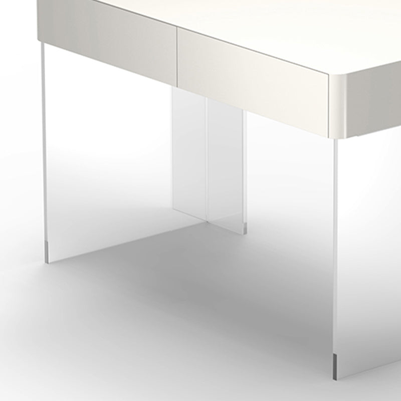 Contemporary Engineered Wood Writing Desk Acrylic Desk with 2 Drawers