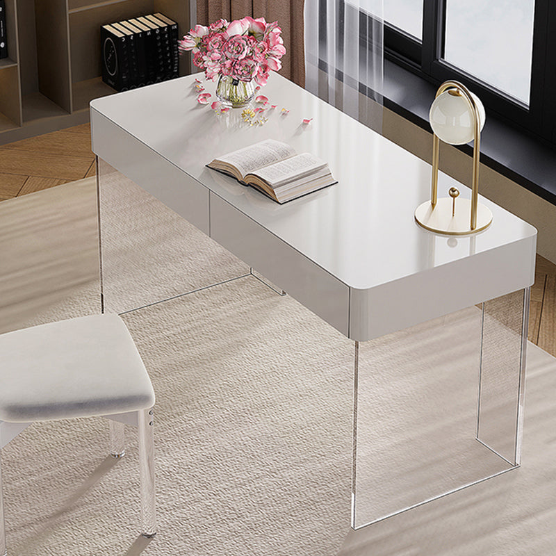 Contemporary Engineered Wood Writing Desk Acrylic Desk with 2 Drawers