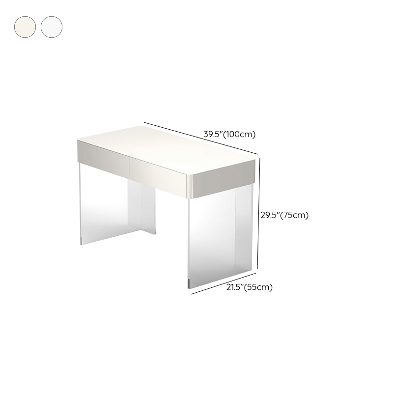 Contemporary Engineered Wood Writing Desk Acrylic Desk with 2 Drawers