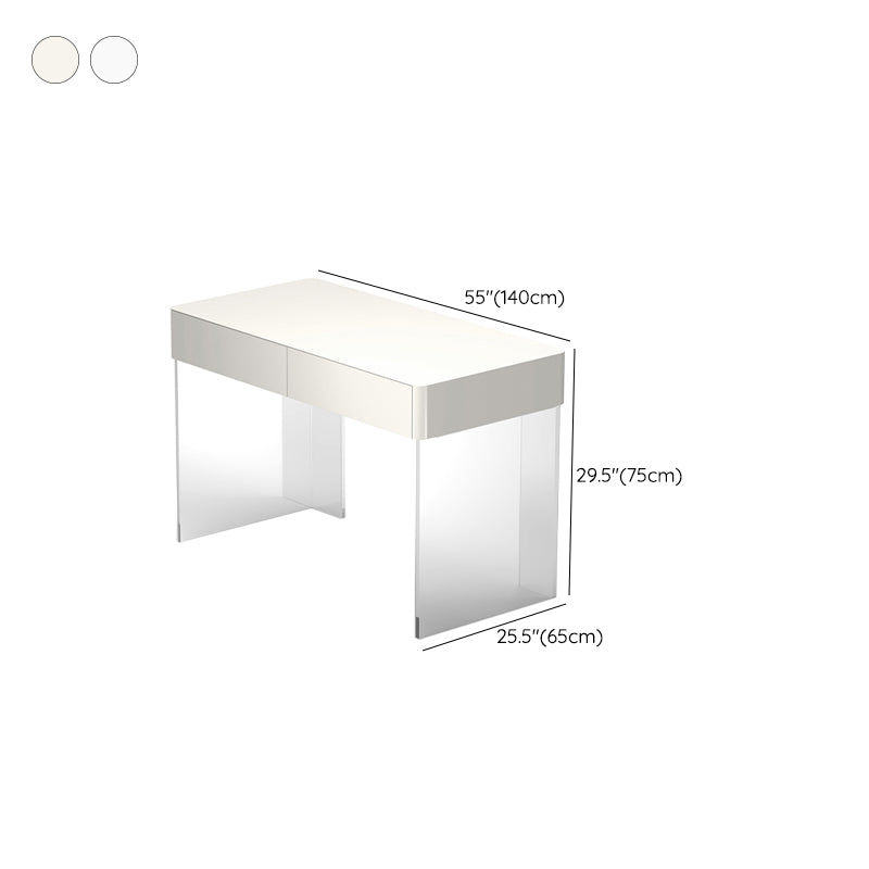 Contemporary Engineered Wood Writing Desk Acrylic Desk with 2 Drawers