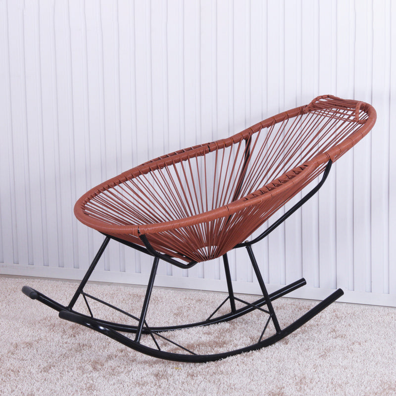 PE Rattan Iron Base Lazy Sofa Chair Leisure Lounge Rocking Chair