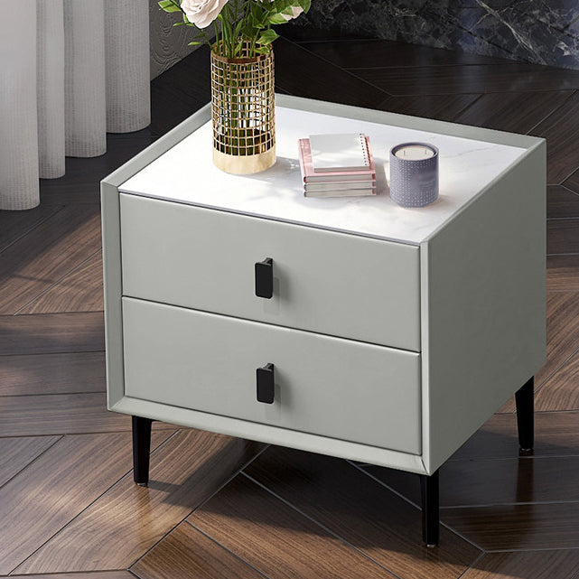 Sintered Stone Top Kids Bedside Table Manufactured Wood Nightstand with 2 Drawers