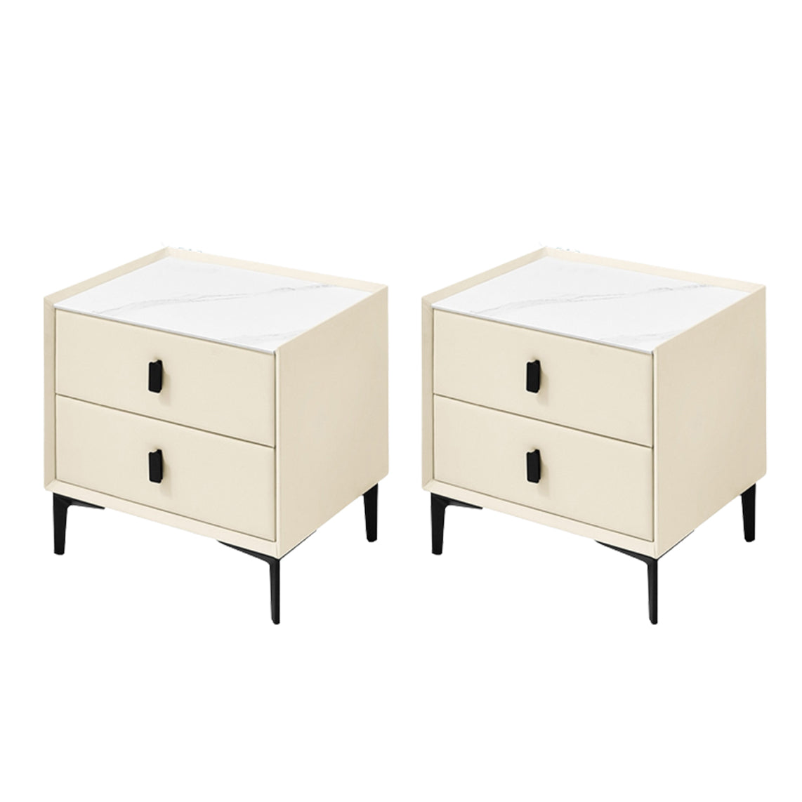 Sintered Stone Top Kids Bedside Table Manufactured Wood Nightstand with 2 Drawers