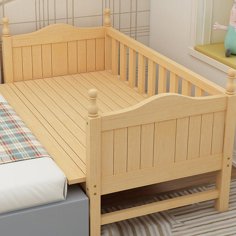 Solid Wood Kids Bed with Guardrails Modern Mattress Included Twin Bed