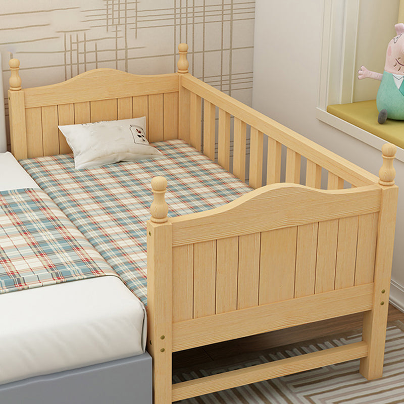 Solid Wood Kids Bed with Guardrails Modern Mattress Included Twin Bed