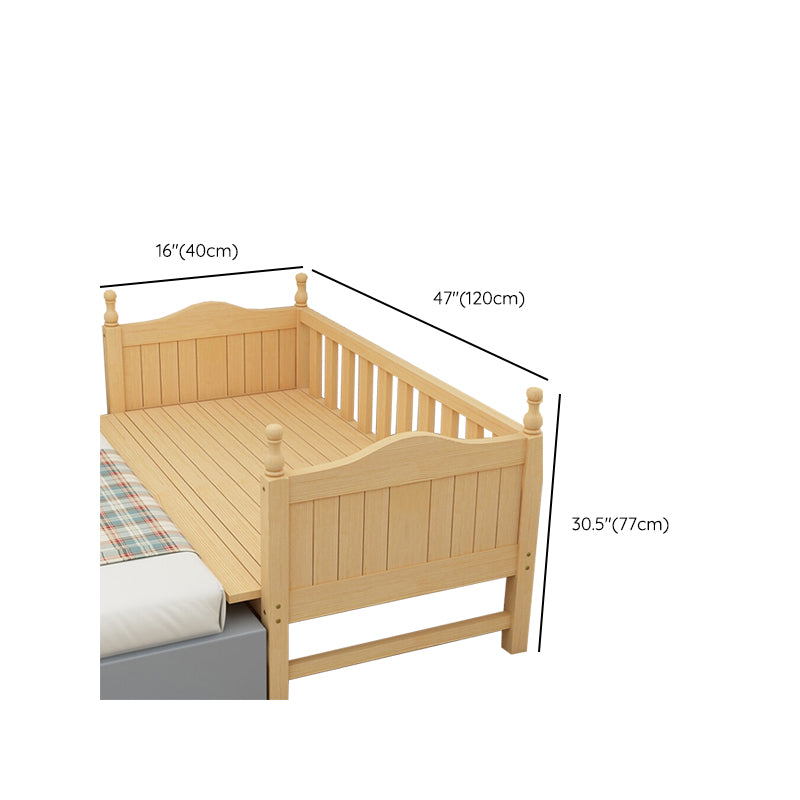 Solid Wood Kids Bed with Guardrails Modern Mattress Included Twin Bed