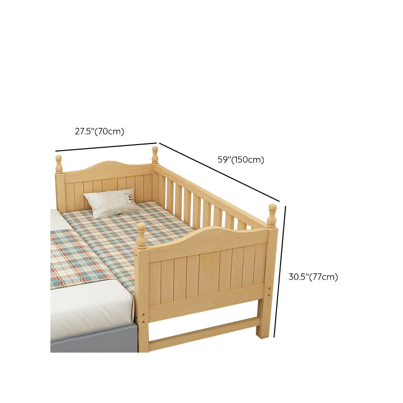 Solid Wood Kids Bed with Guardrails Modern Mattress Included Twin Bed