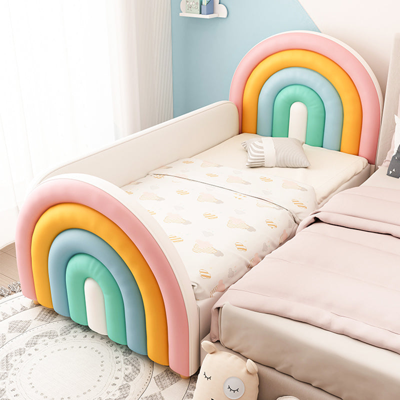 Upholstered Rainbow Kids Bed Modern Genuine Leather Twin Bed with Mattress